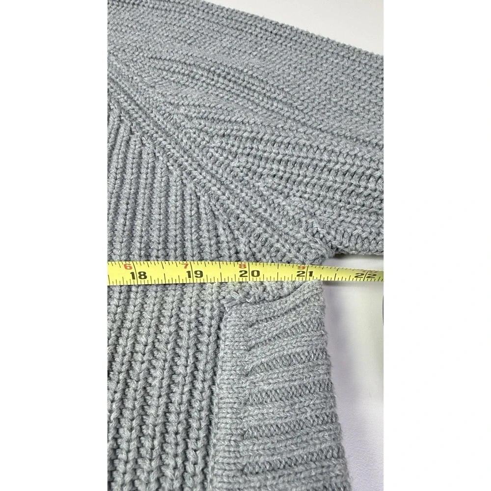 Ugg Poncho Women's Medium Grey Chunky Knit Cowl Neck Sweater Cotton 1k - Picture 9 of 13